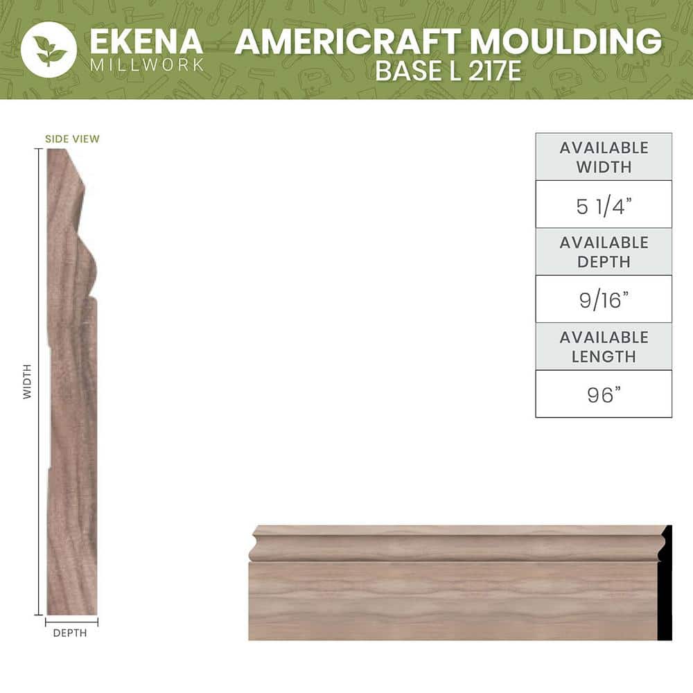 96" Red Oak Solid Hardwood Baseboard Moulding
