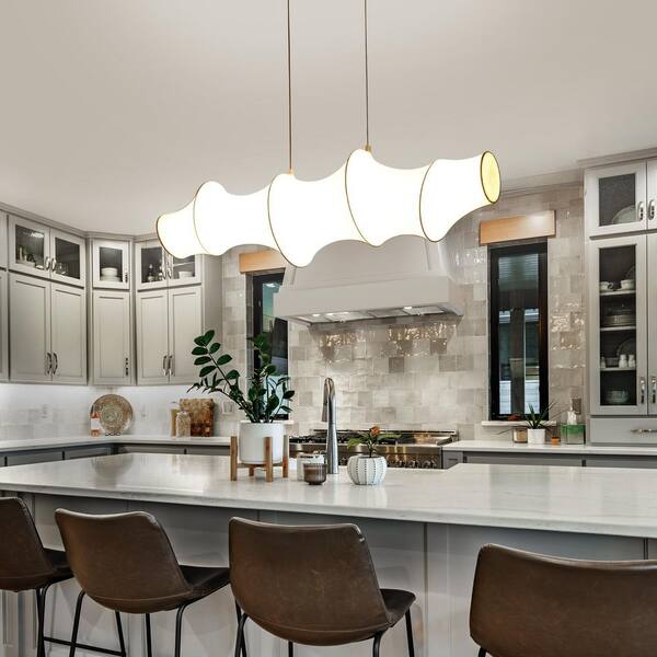 LNC Modern 1-Light Integrated LED White Silk-Like Fabric Linear