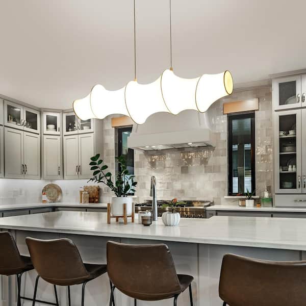 Altithara 1-Light Integrated LED White Irregular Chandelier with Silk-like Fabric shade and No Bulbs Included