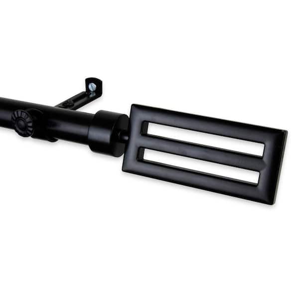 Rod Desyne 28 in. - 48 in. Telescoping Single Curtain Rod Kit in Black with Sterling Finial