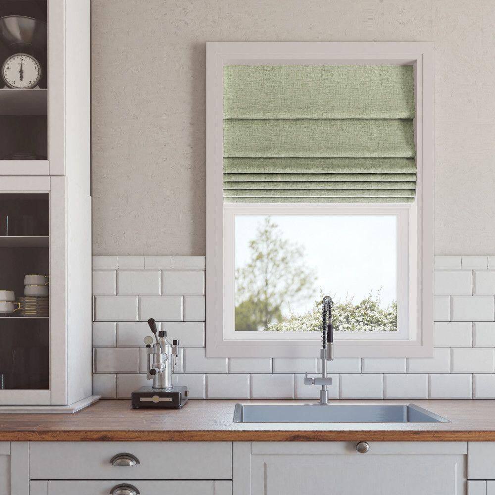 Sage Green Cordless Blackout Fabric Roman Shade 39" x 64"