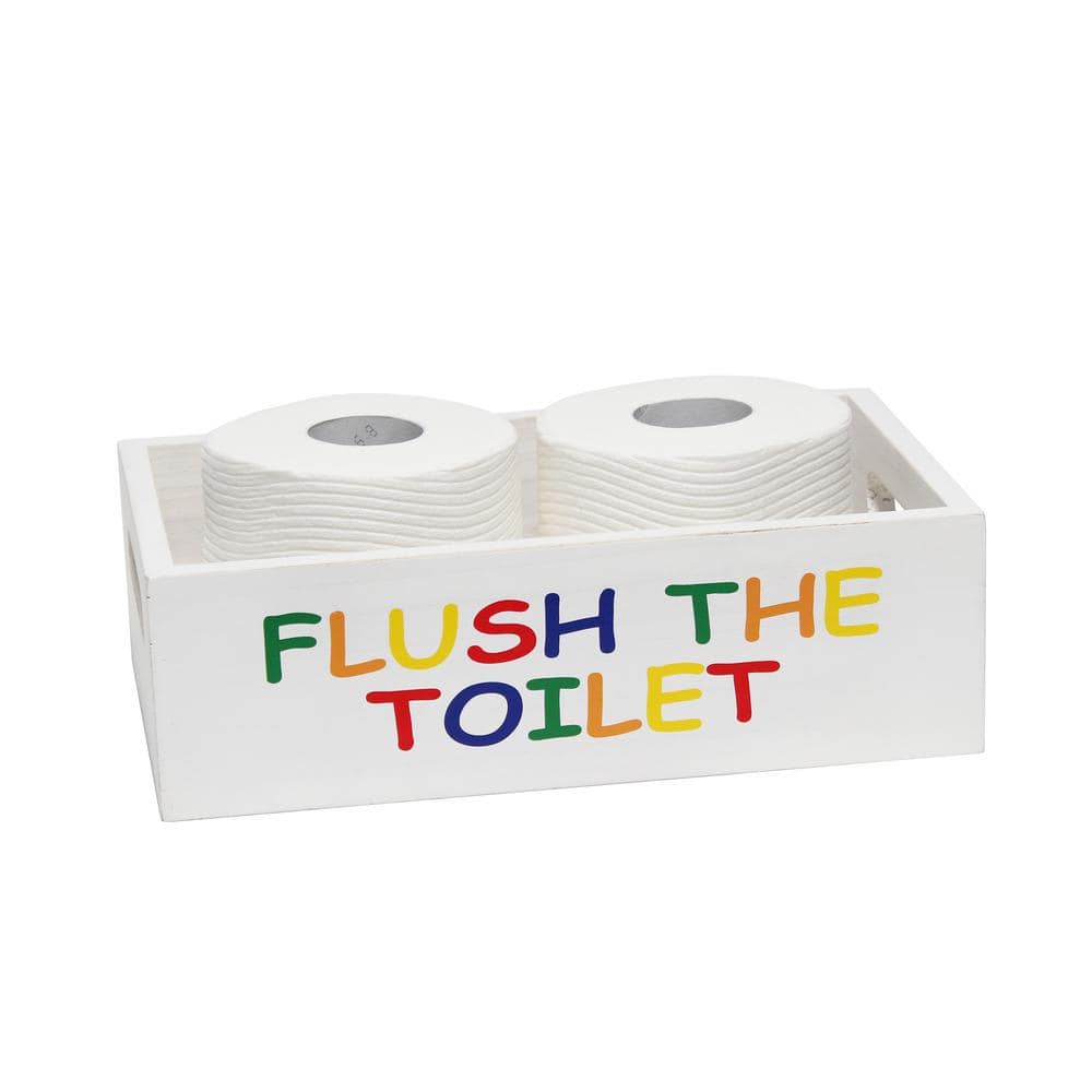 White Wash Nautical Wood Three Piece Bathroom Set with Colorful Text