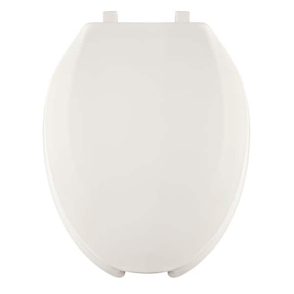 White Centoco 820STSS-001 Extra Heavy Duty Plastic Toilet Seat for Elongated Bowl Open Front with Cover and Self Sustaining Stainless Steel Hinge