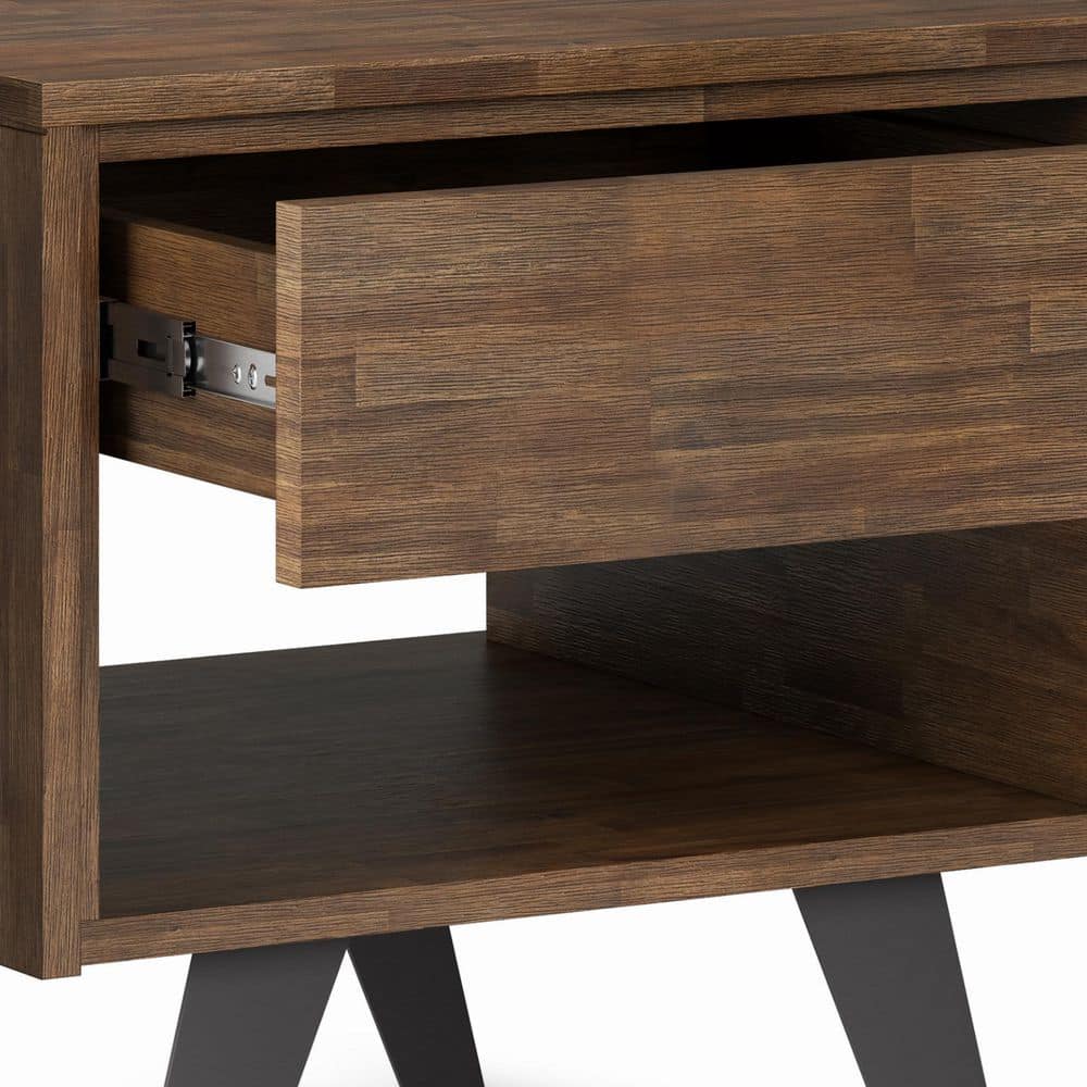Lowry Acacia Wood and Metal 22" Square End Table in Rustic Natural
