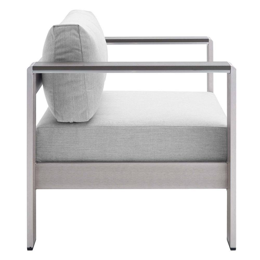 Gray Aluminum Outdoor Accent Chair with Cushions