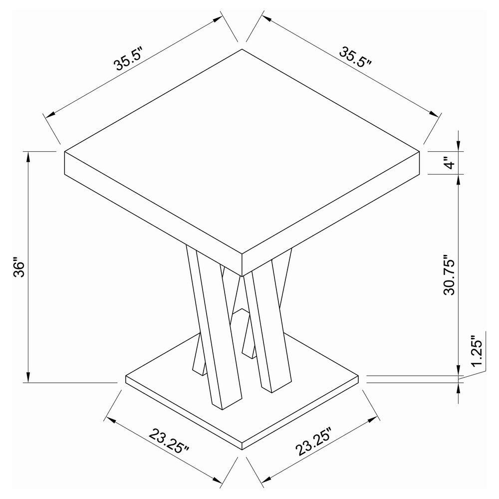 Modern Cappuccino Square Counter-Height Dining Table with Crisscross Base