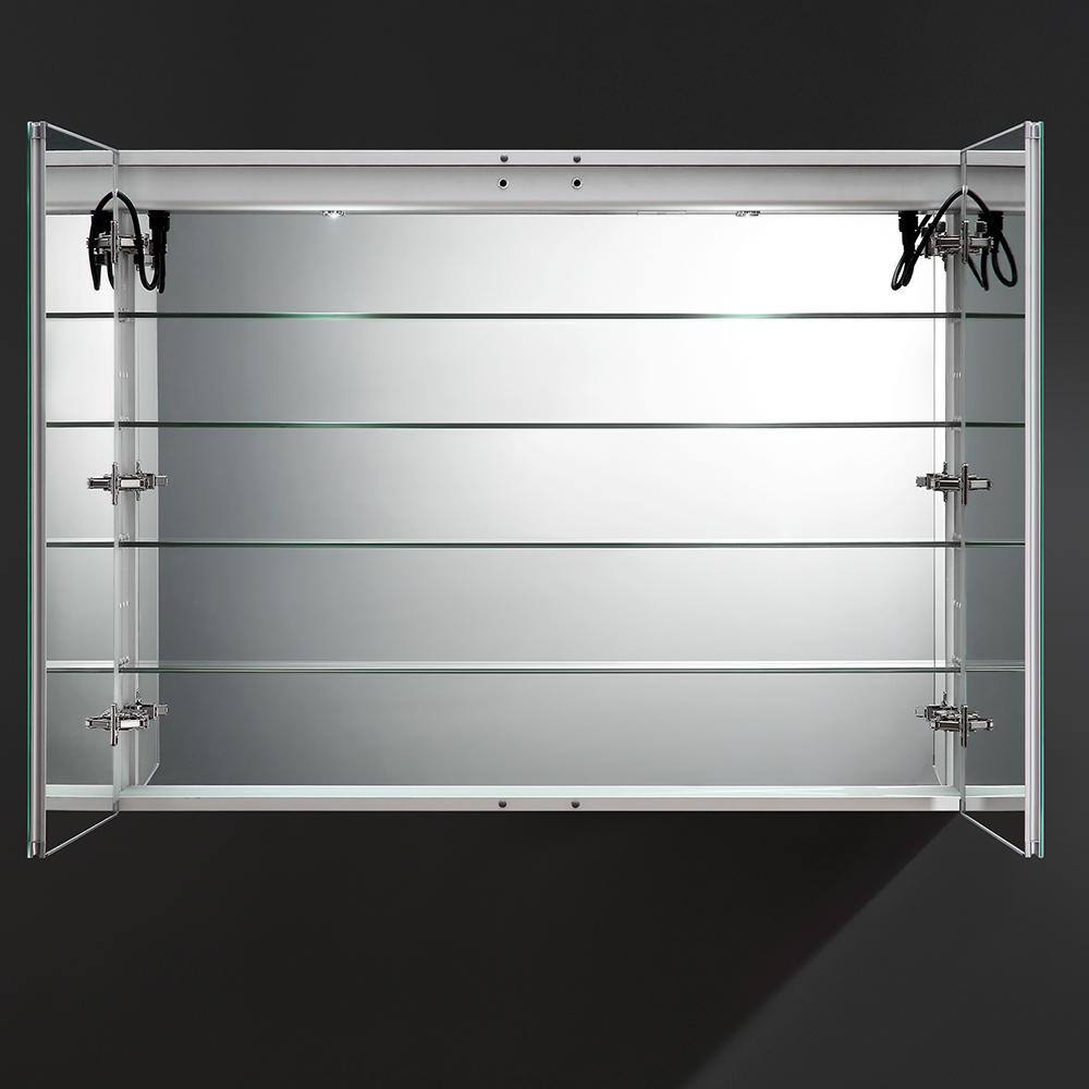 Elegant 48"x36" Frameless Aluminum Medicine Cabinet with LED & Defogger