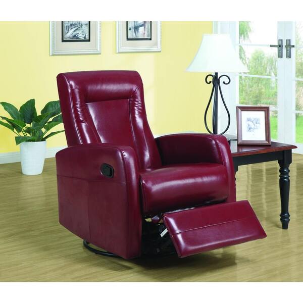 Monarch Specialties Red Leather Swivel Recliner