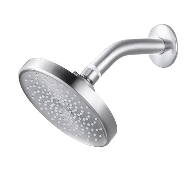 1-Spray Patterns with 1.8 GPM 6 in. Wall Mount Rain Fixed Shower Head in Brushed Nickel