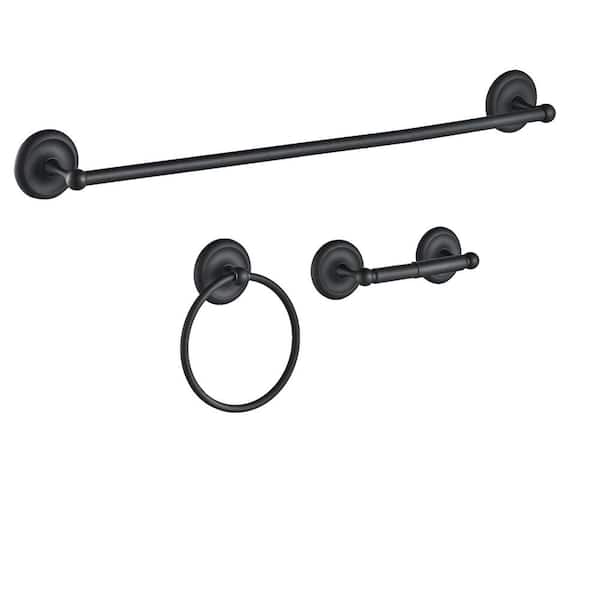 FORIOUS 3 -Piece Bath Hardware Set with Included Mounting Hardware in Black
