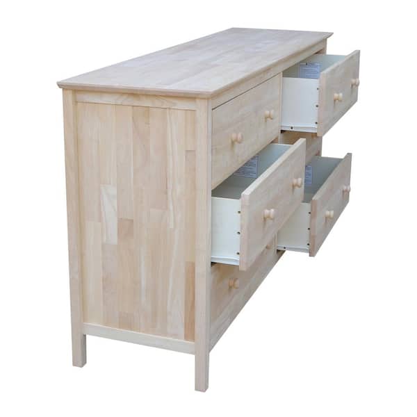 International Concepts Dresser With 6 Drawers Unfinished, Unfinished Wood 3 Drawer Dresser