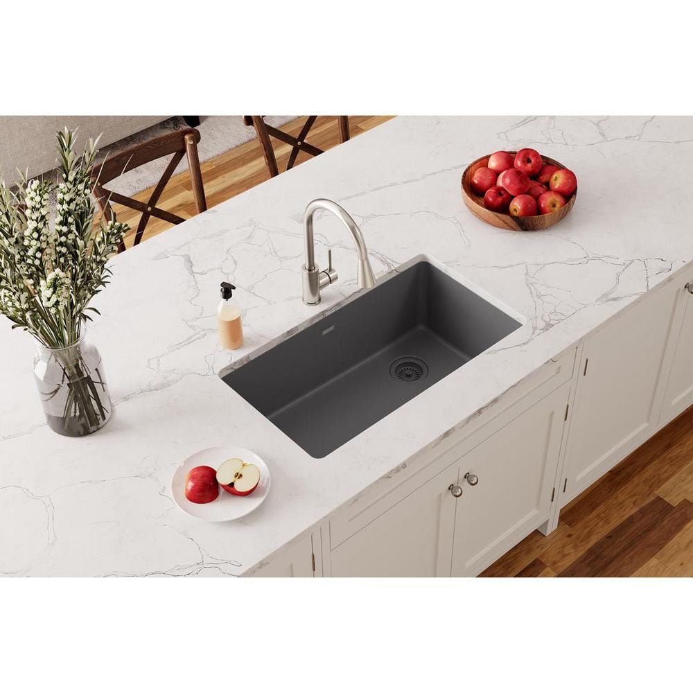 Dusk Gray Quartz 33" Single Bowl Undermount Kitchen Sink