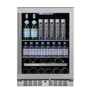 Transcend 24 in. 84-Can and 13-Bottle Seamless Stainless Steel Single Door Single Zone Built-In Beverage and Wine Cooler