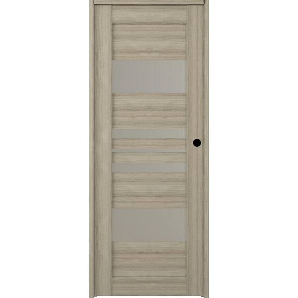 Belldinni Romi 24 in. x 95.25 in. Left-Hand Frosted Glass Shambor Solid Core Wood Composite Single Prehung Interior Door