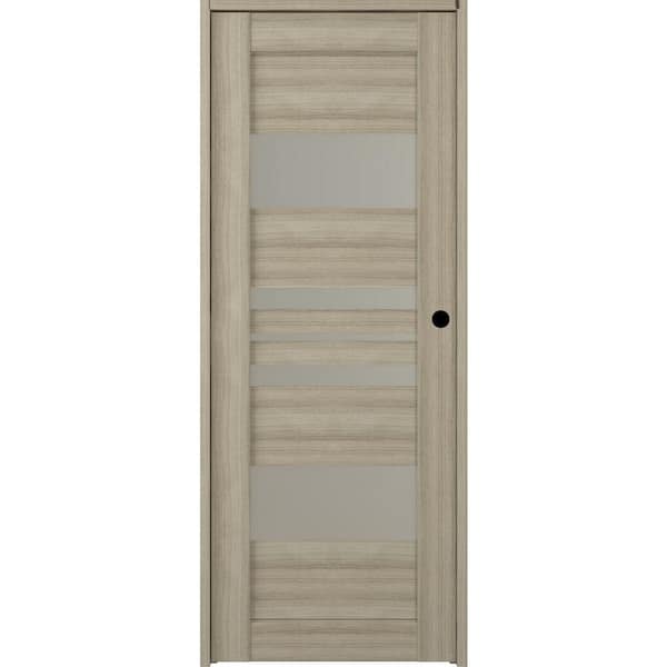 Belldinni Romi 32" x 83.25" Left-Hand Frosted Glass Shambor Solid Core Wood Composite Single Prehung Interior Door