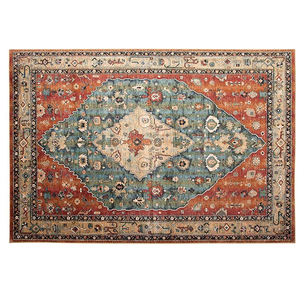 Sonoma Jewels Aqua/Celadon/Rust/Tan 3 ft. 2 in. x 4 ft. 6 in. Area Rug, Aqua/ Celadon/ Rust/ and Tan