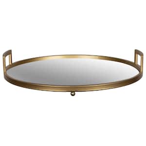 Gold Round Tray with Mirror Inlay