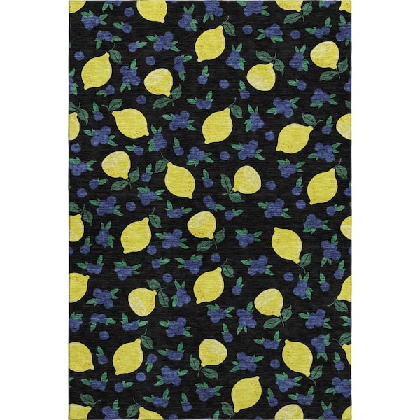 Mayfield Premium Machine Washable Abstract AMF2354 Black 5 ft. x 7 ft. 6 in. Area Rug