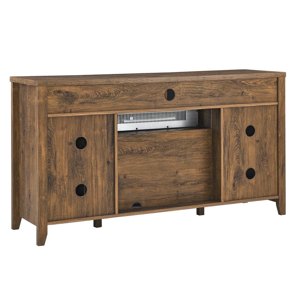 55 in. Insert Electric Fireplace TV Stand in Reclaimed Barnwood Brown