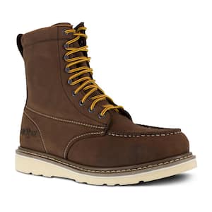 Men's Reinforcer 8 inch Wedge Work Boot - Steel Toe - Brown Size 11(W)