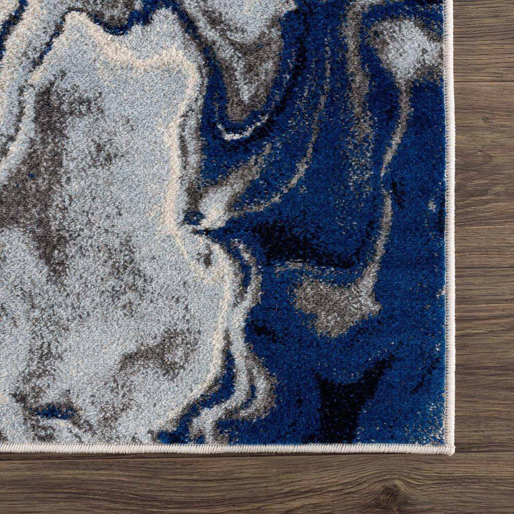 Coastal Charm Blue and Teal Shag Rug 5'3" x 7'3"