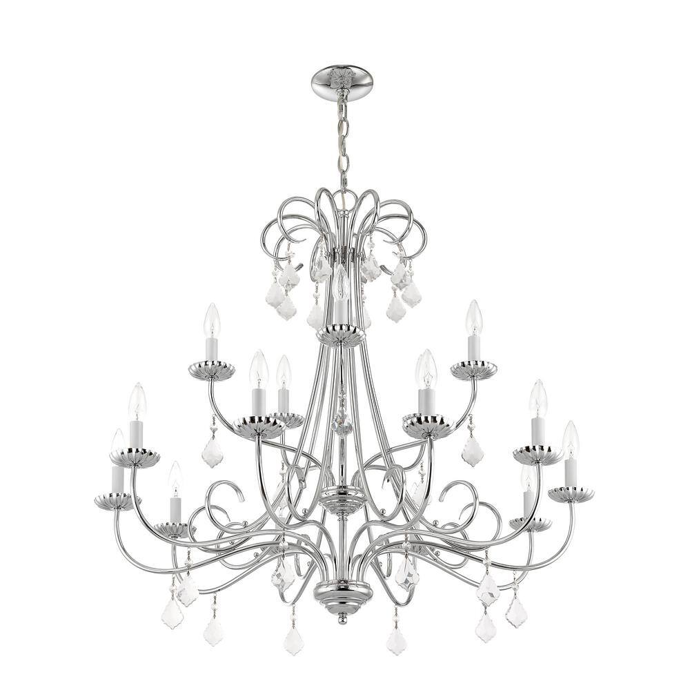 Daphne 15-Light Polished Chrome Crystal Chandelier