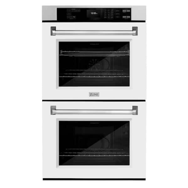 ZLINE Kitchen and Bath Professional 30 in. Electric Double Wall Oven with Convection in Fingerprint Resistant Stainless Steel and White Matte