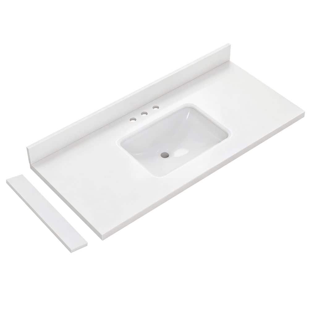 BLAN 54 in. W x 22 in. D Engineered Stone White Rectangular Single Sink Bathroom Vanity Top in Pure White price history on PriceWatchPro
