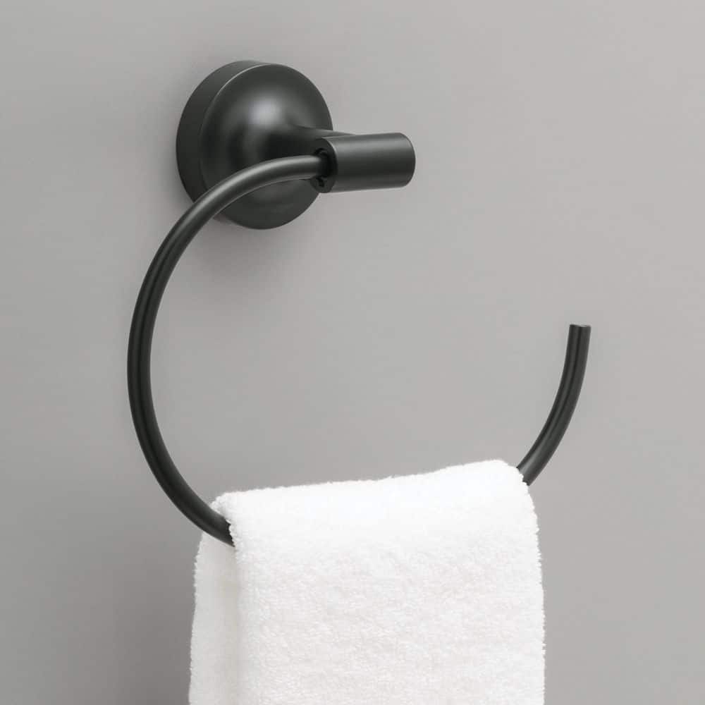 Matte Black Circular Wall Mounted Towel Ring