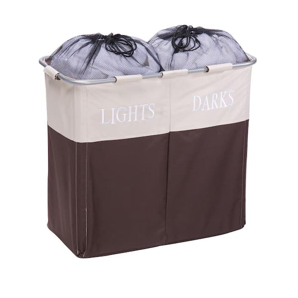 Honey-Can-Do Brown Steel and Polyester Folding Double Frame Hamper