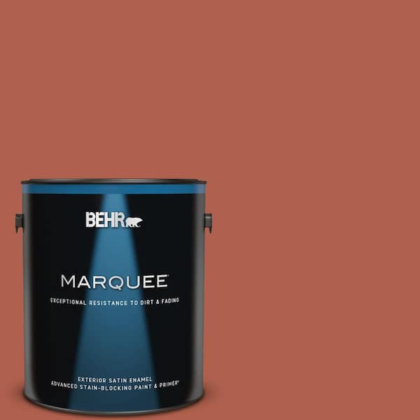 BEHR MARQUEE 1 gal. #BIC-46 Clay Red Satin Enamel Exterior Paint & Primer