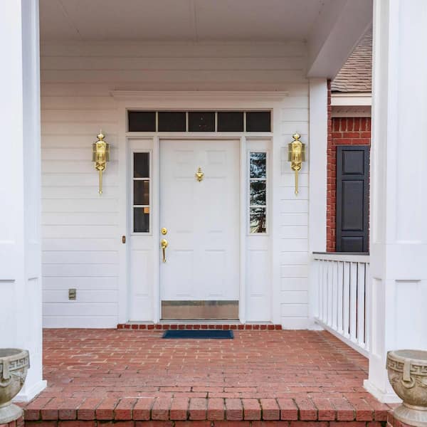 Mini 1-Light Polished Brass Indoor/Outdoor Lamp/Lantern/Coach Light Wall Mount Sconce with Clear Beveled Glass Panes