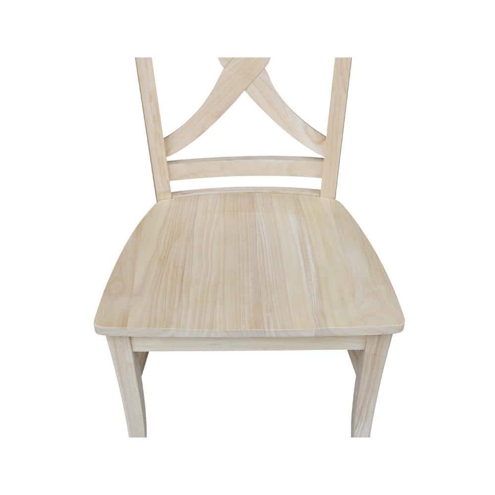 Set of 2 Unfinished Wood Cross Back Dining Chairs