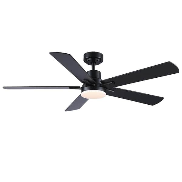 WhisperBoom 52 in. Smart Indoor Blackened Wood Brushed Nickel Adjustable Ceiling Fan with Warm/White Integrated LED