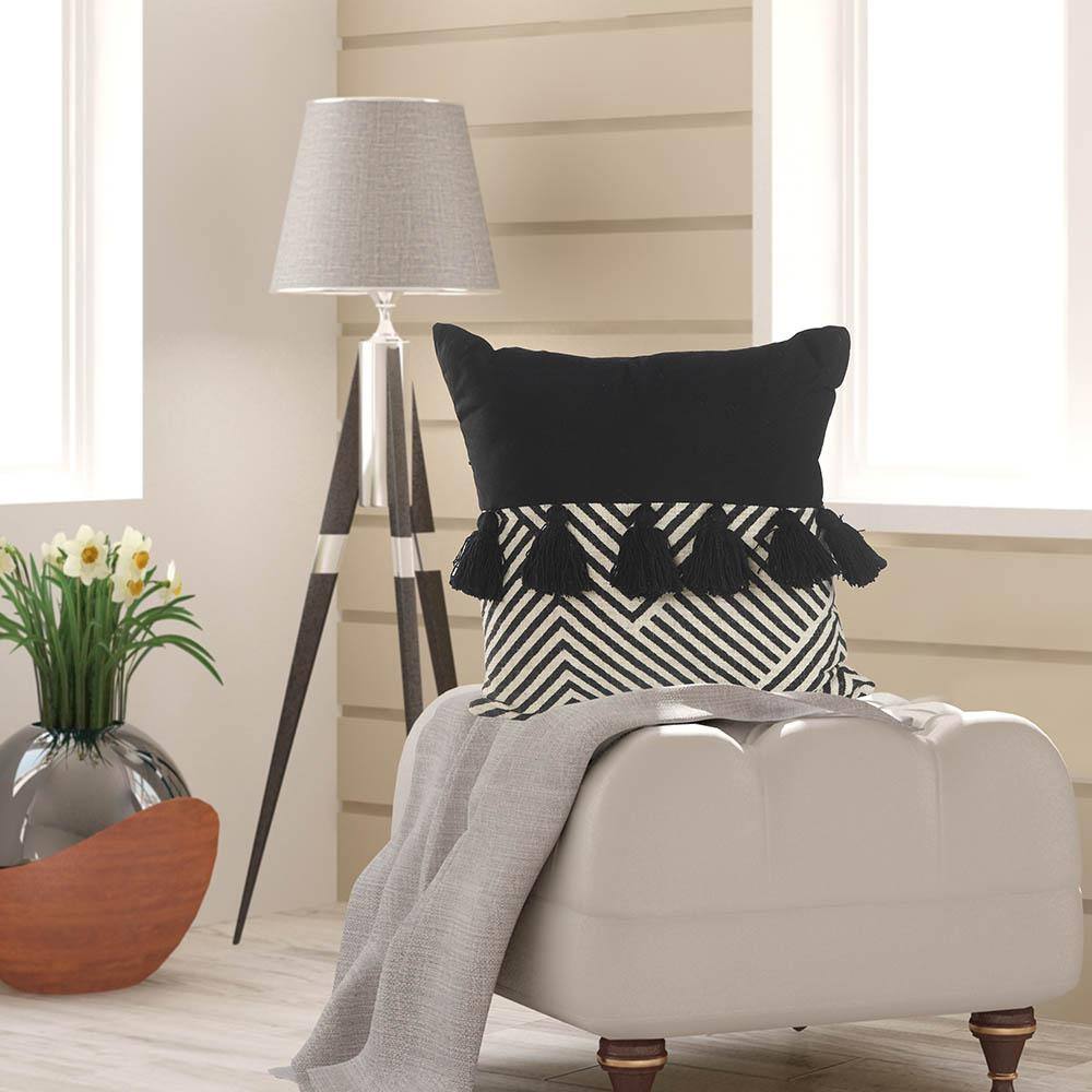 20" Black and White Chevron Throw Pillow