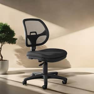 Mesh Seat Adjustable Height, Swivel, Wheels, Rolling Ergonomic Executive Chair in Black with Armless