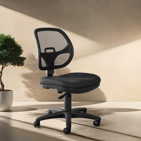Office Star Products Mesh Seat Adjustable Height, Swivel, Wheels, Rolling Ergonomic Executive Chair in Black with Armless