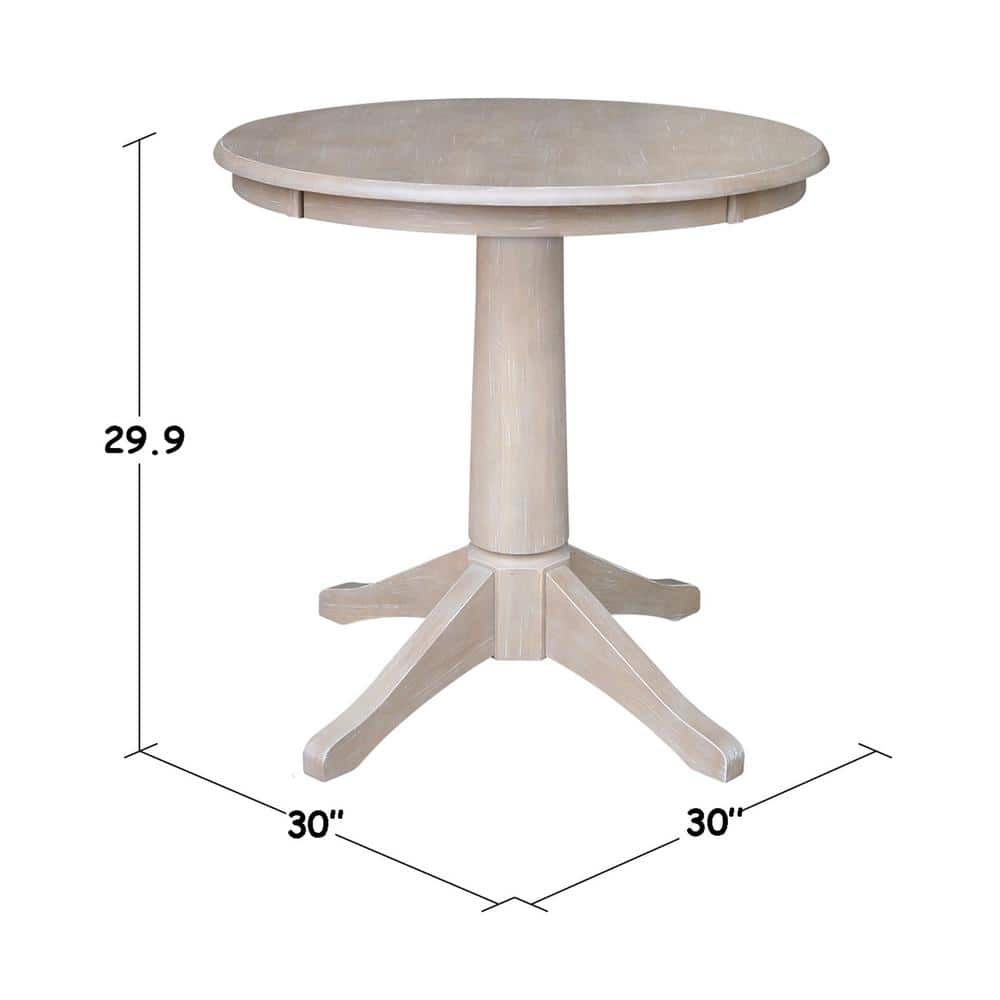 Elegant French Country Round Pedestal Dining Table in Weathered Gray