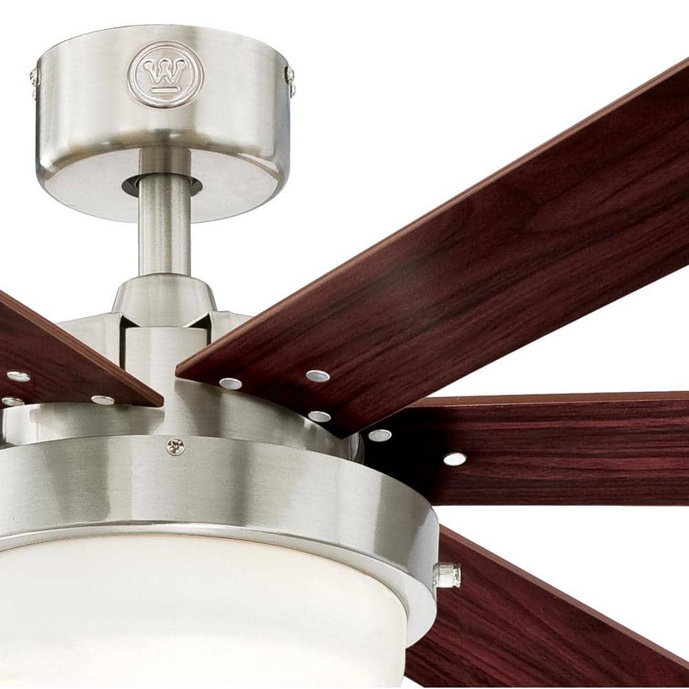 52" Brushed Nickel Ceiling Fan with Rosewood Blades and LED Light