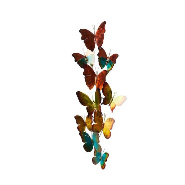 36 in. x 15 in. Multicolored Stainless Steel Butterfly Metal Work