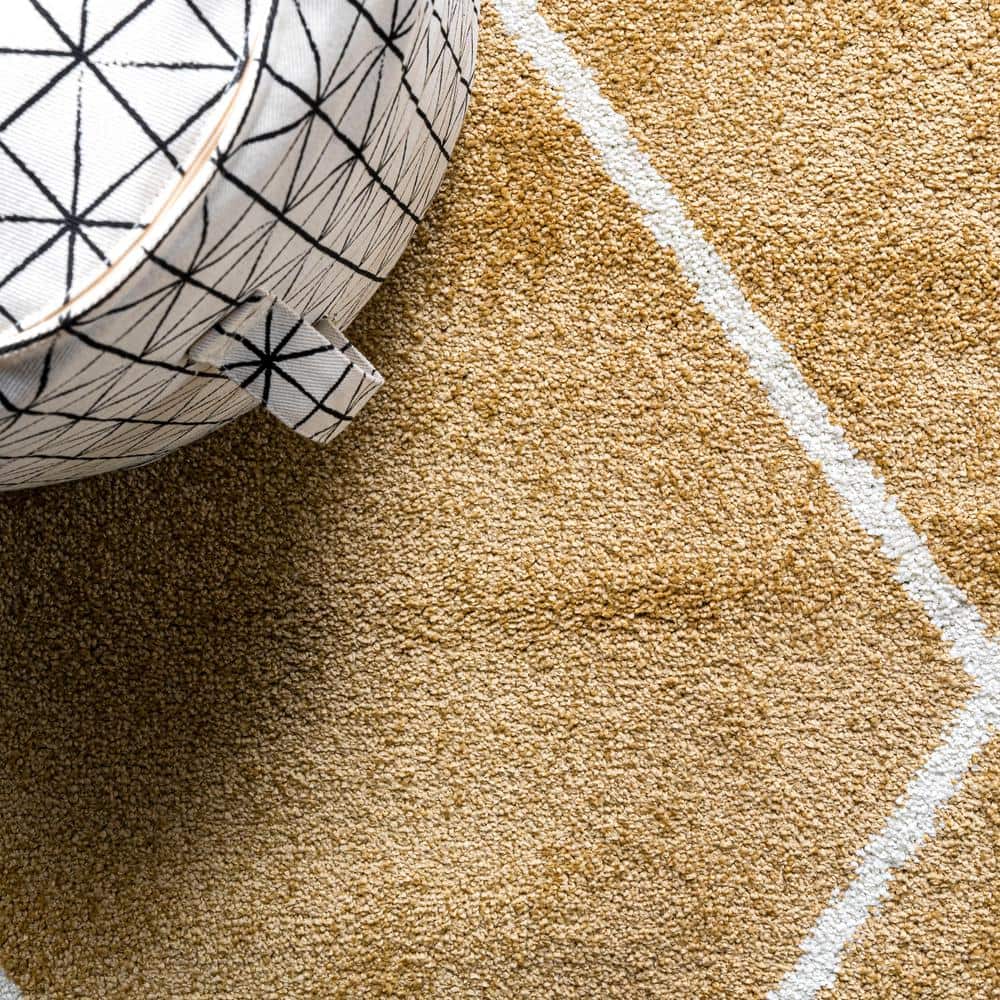 Gold/White Diamond Trellis 8' x 10' Synthetic Area Rug