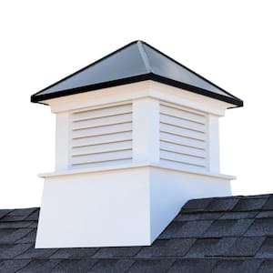 Manchester 22 in. x 22 in. x 27 in. H Square Vinyl Cupola with Black Aluminum Roof