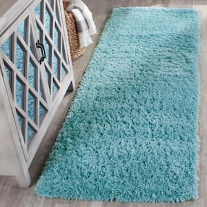 Indie Shag Turquoise 2 ft. x 7 ft. Solid Runner Rug