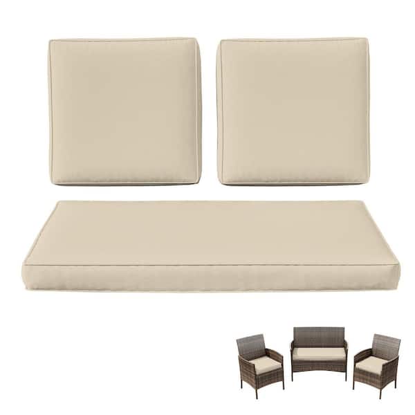 Kimunuk 36 in. x 18 in. (3-Piece) Outdoor Patio Replacement Seat Cushions Fit for Loveseat Sofa Lounge Chair Furniture Cream