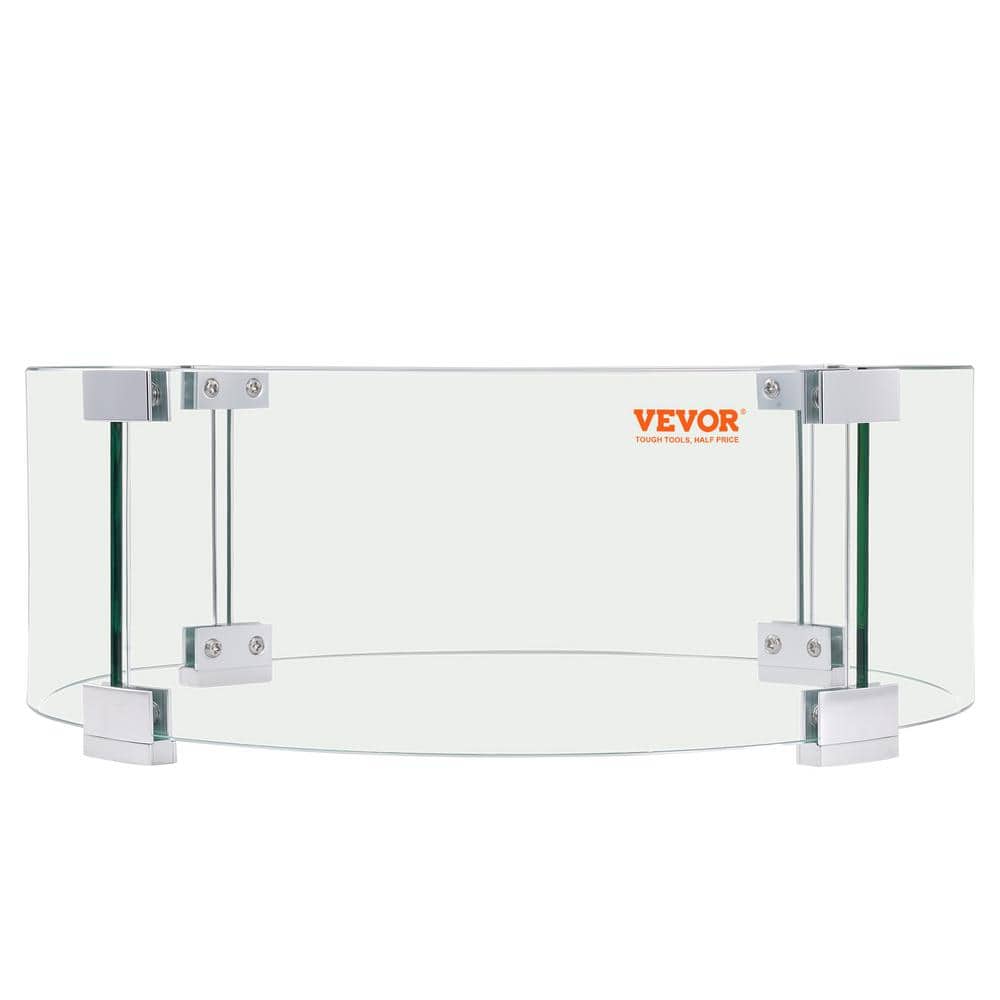 Clear Tempered Glass Round Fire Pit Wind Guard with Aluminum Feet