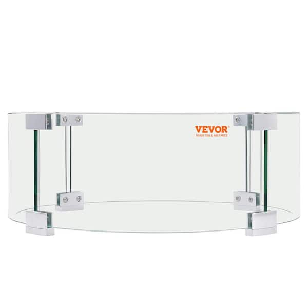 VEVOR 26 in. x 26 in. x 6 in. Round Glass Shield 0.25 in.Thickness Glass Flame Guard for Propane Fire Pit Wind Guard