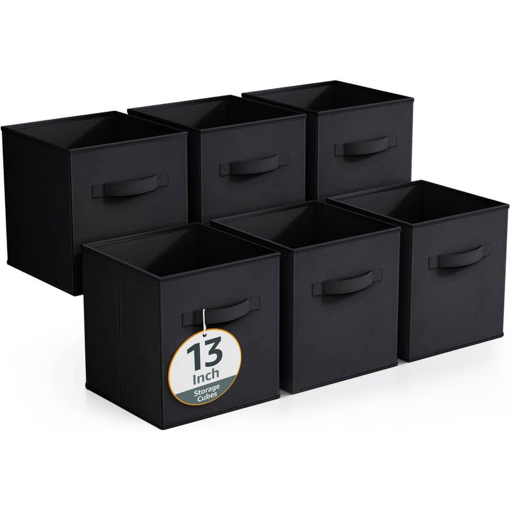 Large Storage Cubes with Handles, Black 13 in. x 13 in. Fabric Decorative B