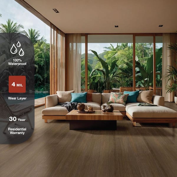Guyton 6 MIL x 6 in. W x 36 in. Brown Waterproof Rigid Core Click Lock Luxury Vinyl Plank Flooring (23.95 sq. ft./Case)