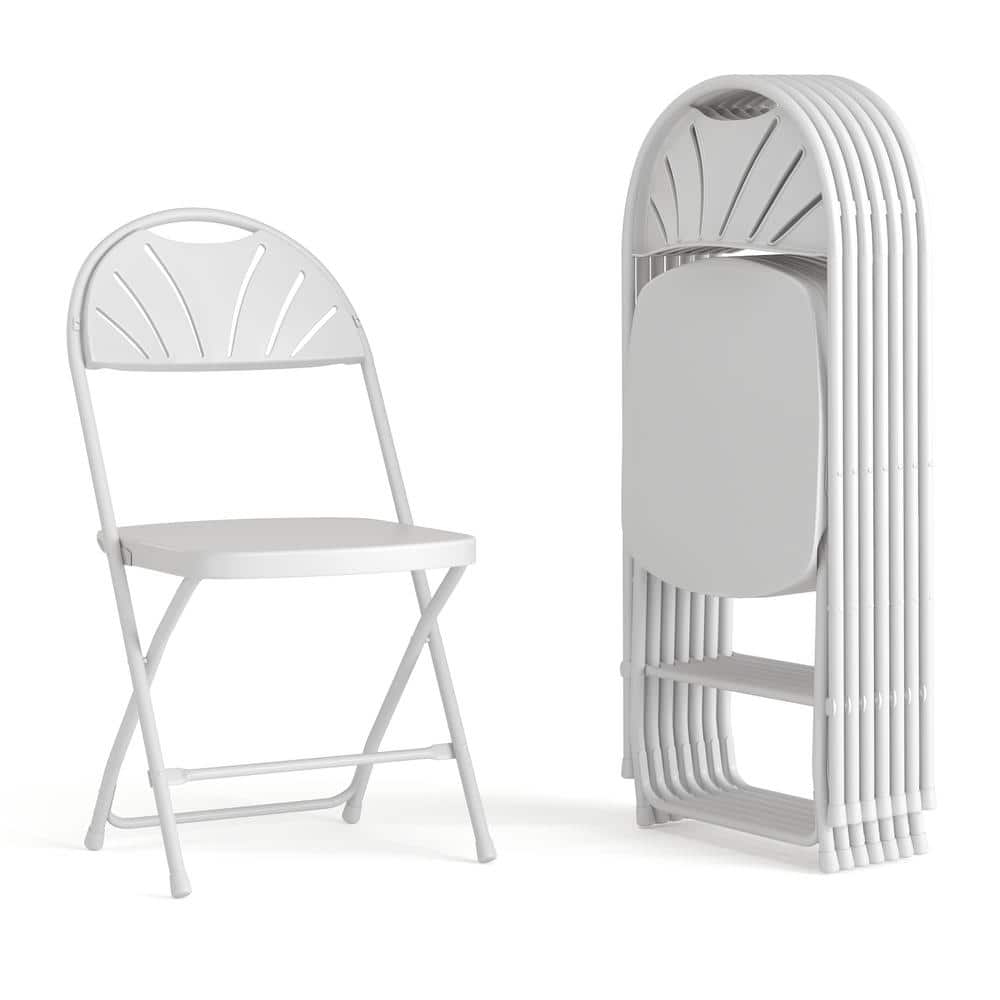 Carnegy Avenue White Metal Folding Chair (Set of 8) CGA-Y-14195-WH