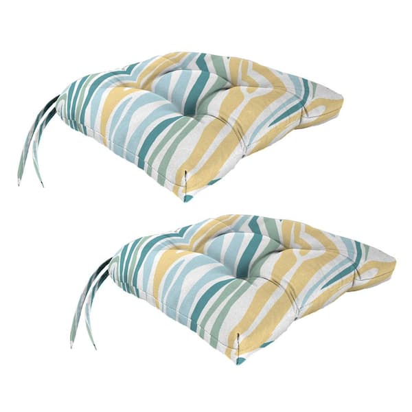 Jordan Manufacturing 17 in. L x 18 in. W x 3 in. T Rectangular Tufted Outdoor Wicker Seat Cushion in Lilo Tapioca (2-Pack)